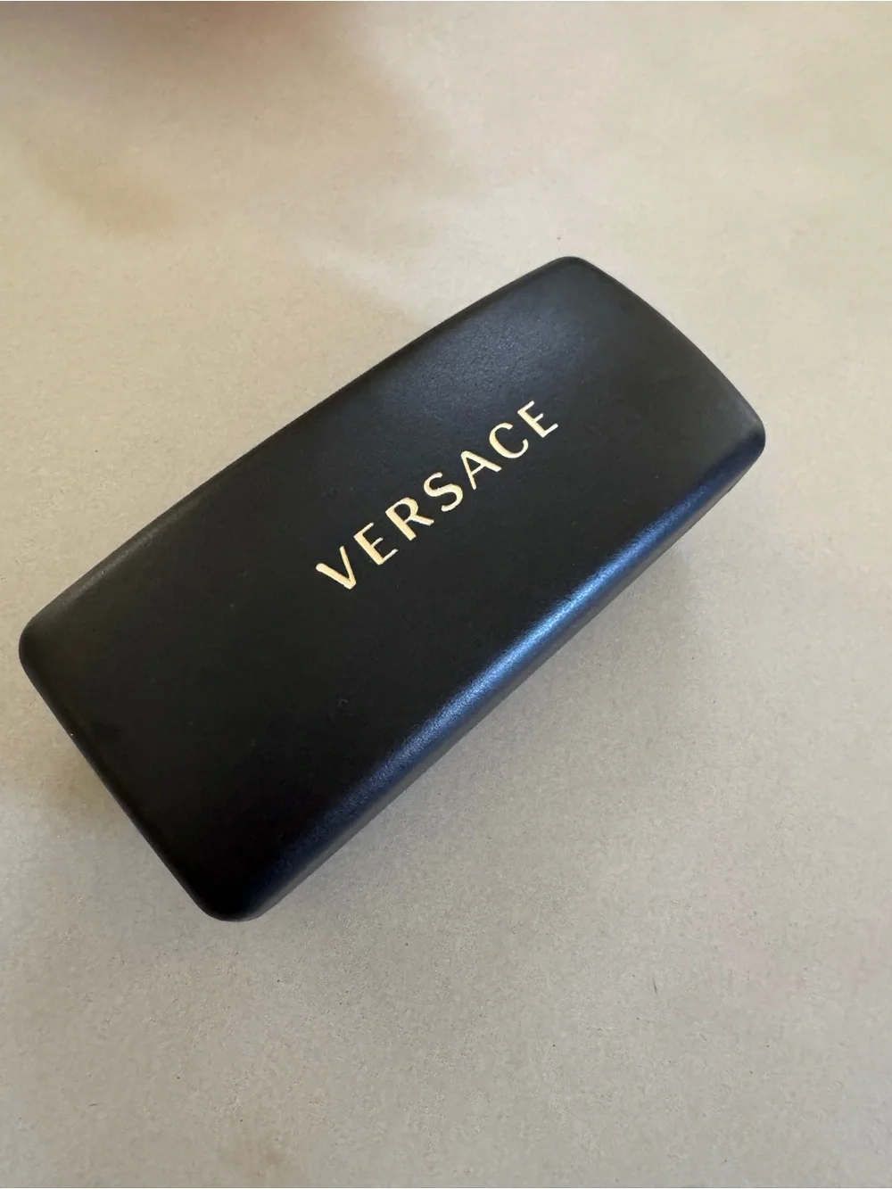 Versace Black Sunglasses Case with Gold Logo Print
